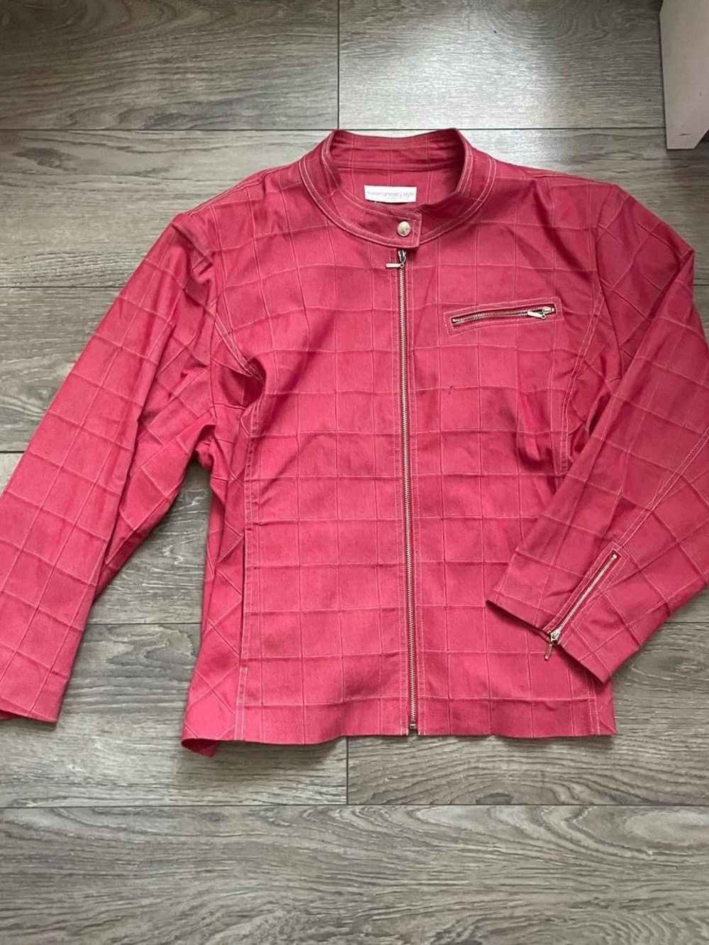 Susan Graver Quilted Rose-Pink Zip Front Jacket